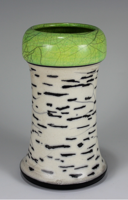 Birch Bark Spring Raku Vase