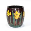 Art Deco Inspired Daffodils on Bronze Glaze Raku Vase