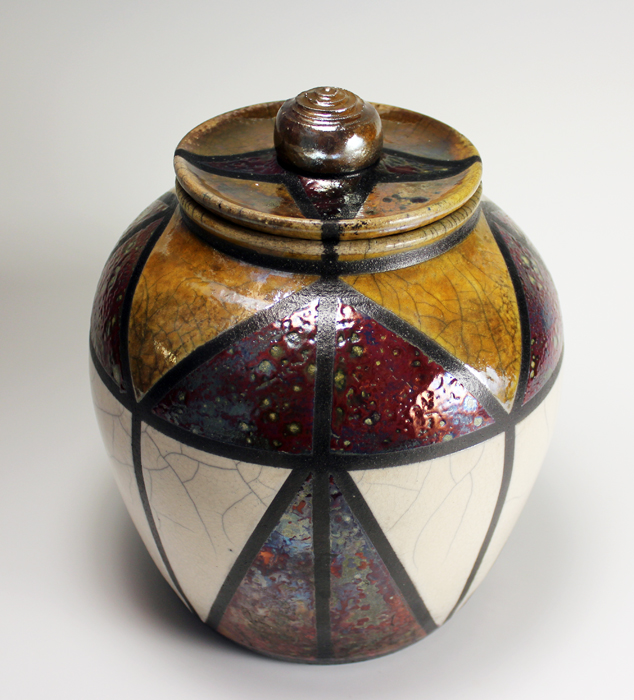 Art Deco Raku Jar with Luster Glazes