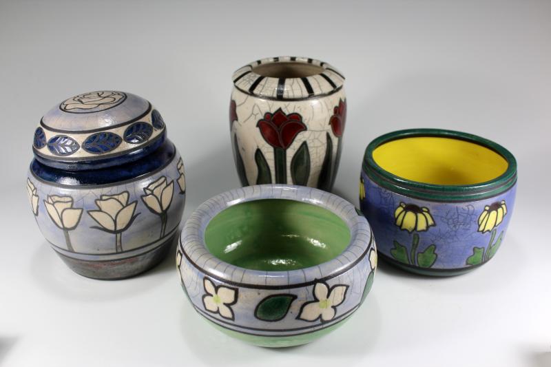 Art Deco Floral Raku Vases - Spring 2016