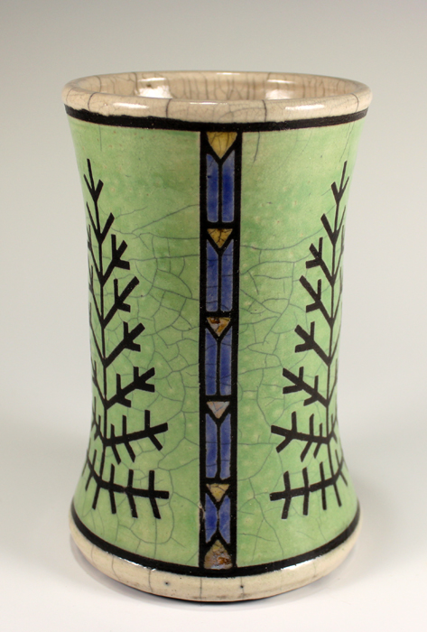 Arts and Crafts Pointed Fir Design Raku Vaes RV 406b