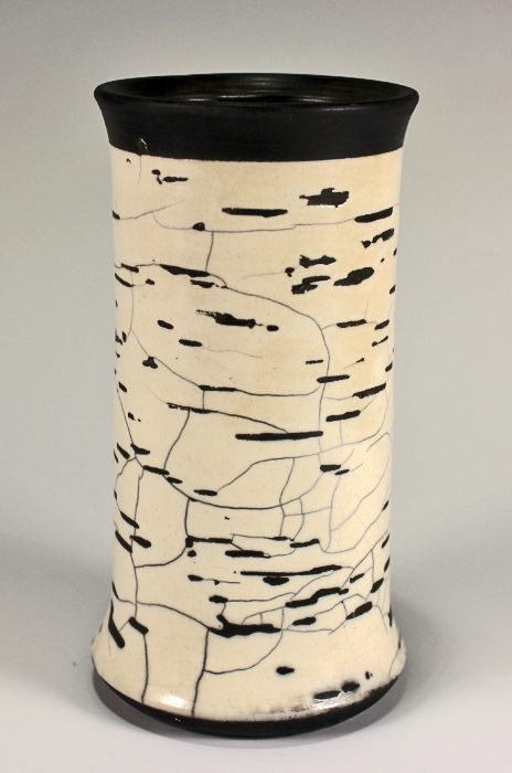 Birch Bark Winter Raku Vase